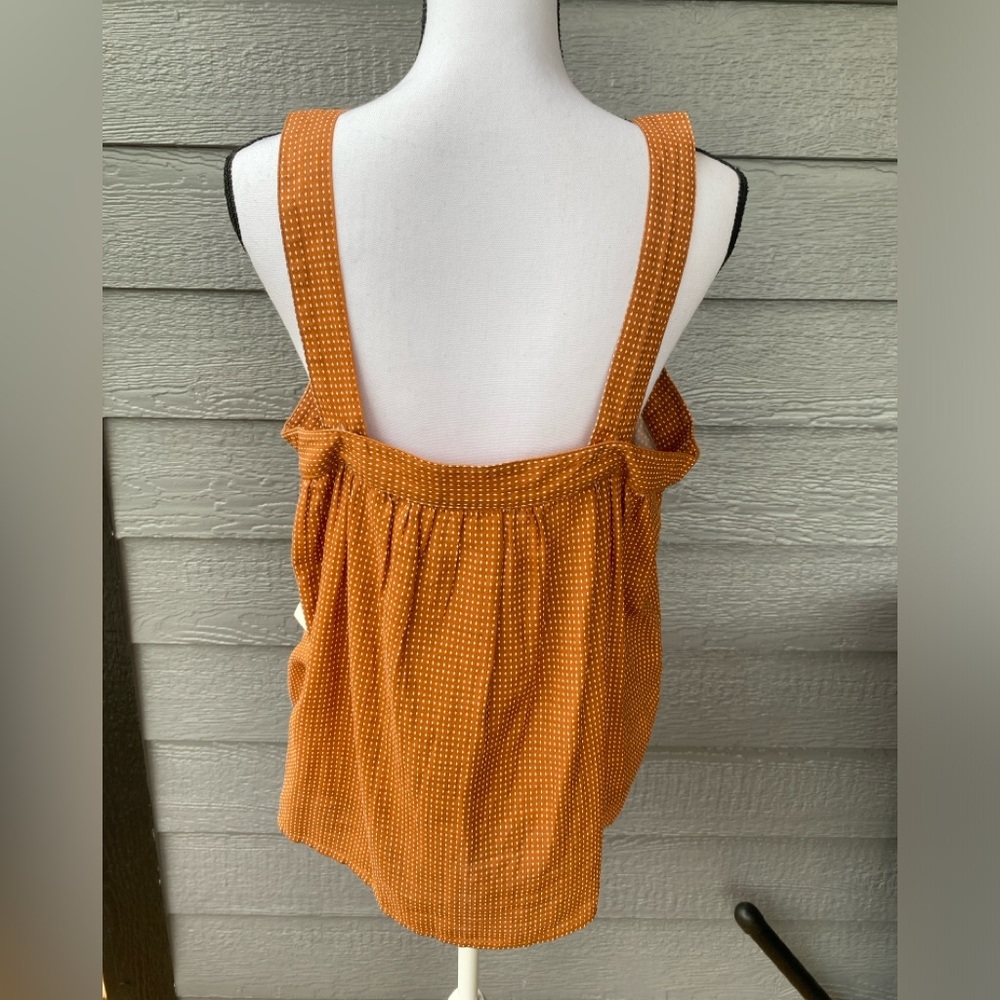 a.n.a Burnt Orange Polka Dot Square neck Cotton Sleeveless Tank top NWT Sz Large - Picture 5 of 15